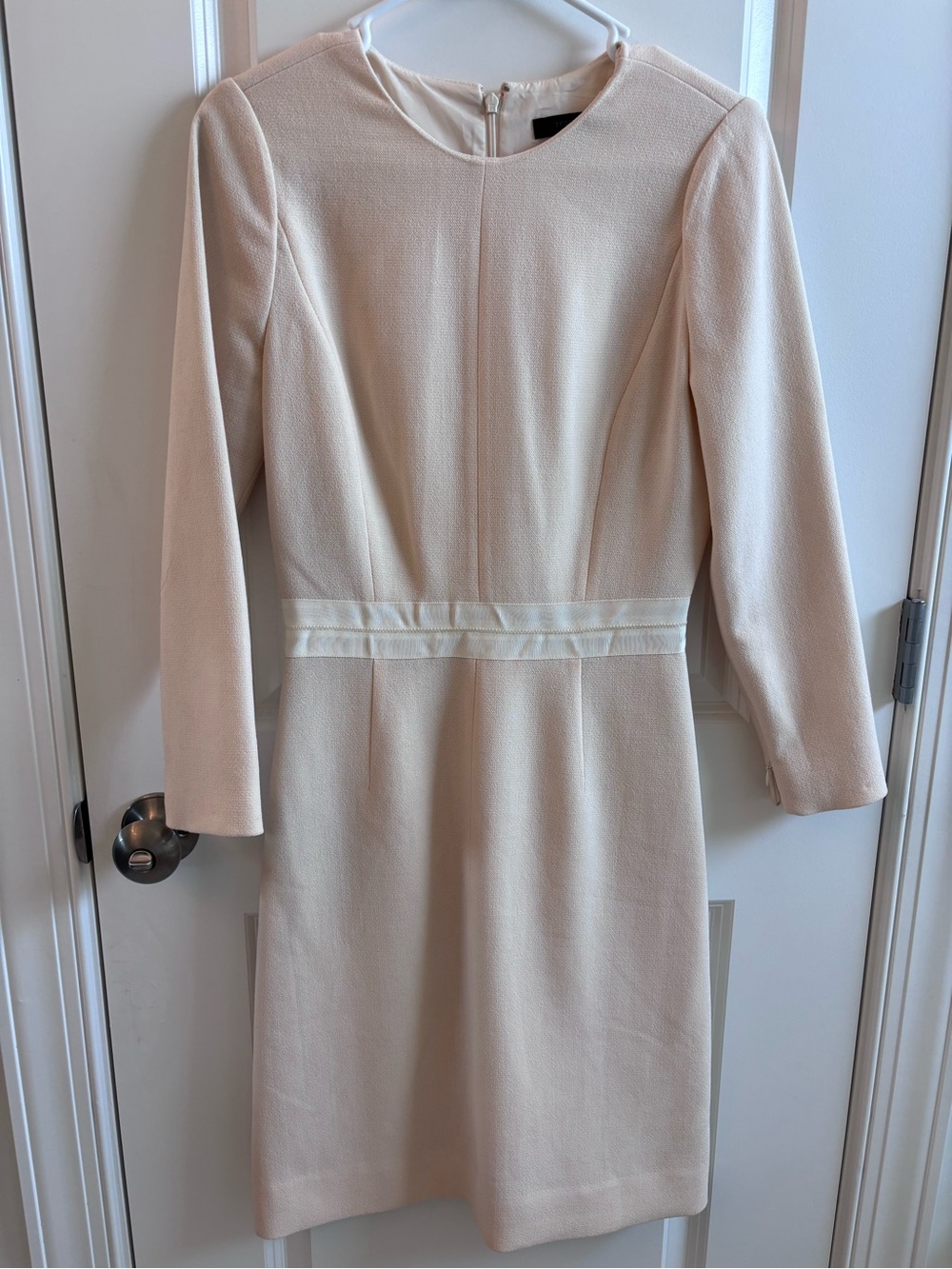 J. Crew Cream Long-Sleeve Sheath Dress